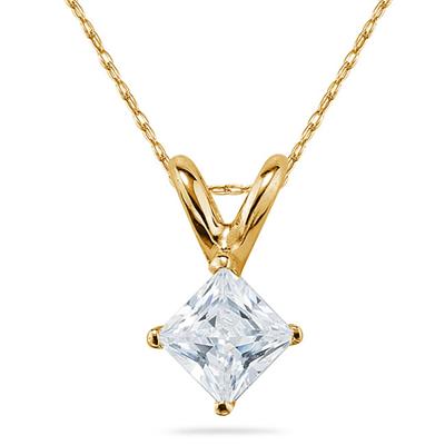 3/8 ct.tw Princess Diamond Solitaire Pendant in 18 kt. Yellow Gold