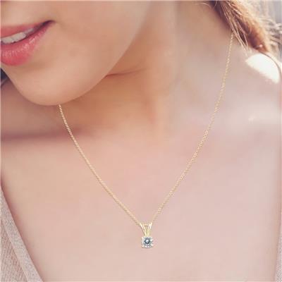 1/2 Carat Round Diamond Solitaire Pendant in 14K Yellow Gold
