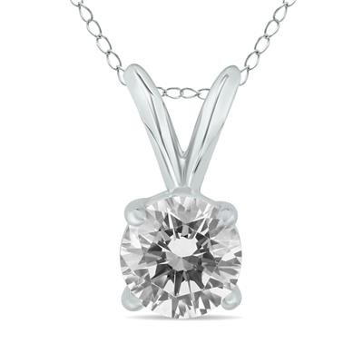 Certified 3/4 Carat Round Diamond Solitaire Pendant in 14K White Gold (I-J Color, I2-I3 Clarity)