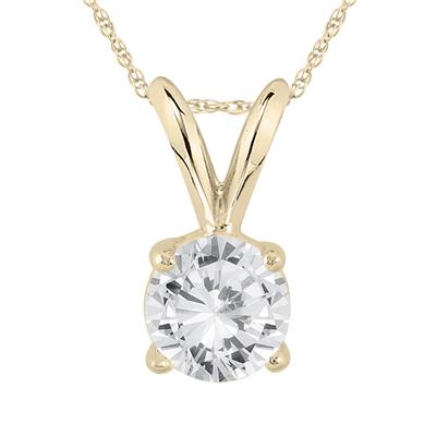 AGS Certified 3/4 Carat Round Diamond Solitaire Pendant in 14K Yellow Gold (I-J Color, I2-I3 Clarity)