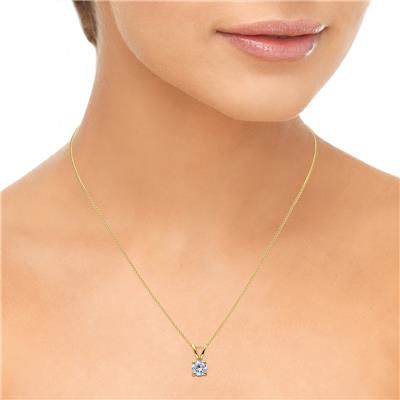 AGS Certified 3/4 Carat Round Diamond Solitaire Pendant in 14K Yellow Gold (I-J Color, I2-I3 Clarity)