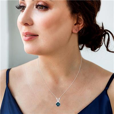 1 Carat TW Round Blue Diamond Solitaire Pendant in 14K White Gold