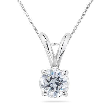 3/8 ct.tw Round Diamond Solitaire Pendant in 14 kt. White Gold