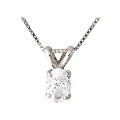 1/2 ct.tw Oval Diamond Solitaire Pendant in 14 kt. White Gold