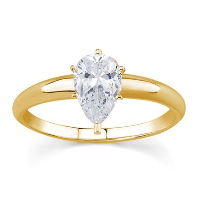 1/4 ct.tw Pear Diamond Solitaire Ring in 14k Yellow Gold