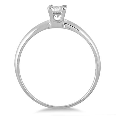 1/10 Carat Princess Diamond Solitaire Ring in 14K White Gold