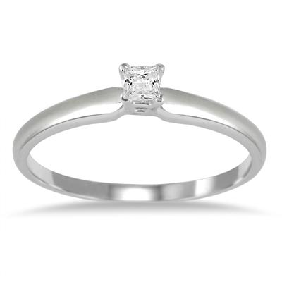1/10 ct.tw Princess Diamond Solitaire Ring in 14k White Gold