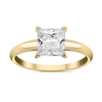 AGS Certified 3/4 Carat Round Diamond Solitaire Ring in 14K Yellow Gold (J-K Color, I2-I3 Clarity)