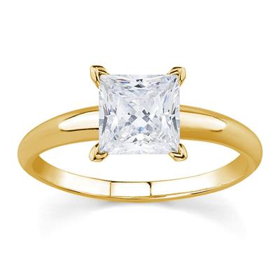 3/4 ct.tw Princess Diamond Solitaire Ring in 18k Yellow Gold