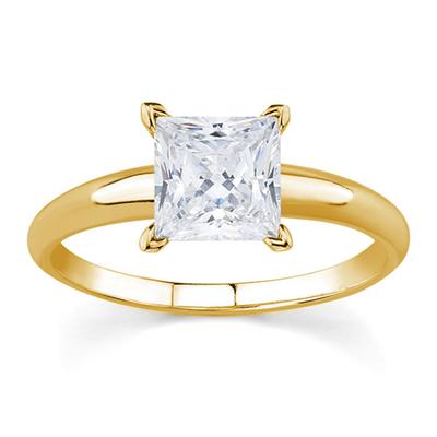 1/3 ct.tw Princess Diamond Solitaire Ring in 18k Yellow Gold