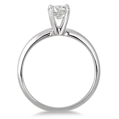 1/3 Carat Round Diamond Solitaire Ring in 14K White Gold (Premium Quality)