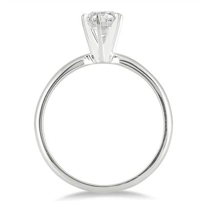 1/2 Carat Round Diamond Solitaire Ring in 14K White Gold (Premium Quality)