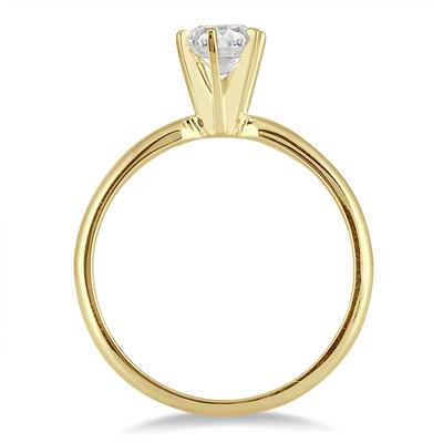 1/2 Carat Round Diamond Solitaire Ring in 14K Yellow Gold (Premium Quality)