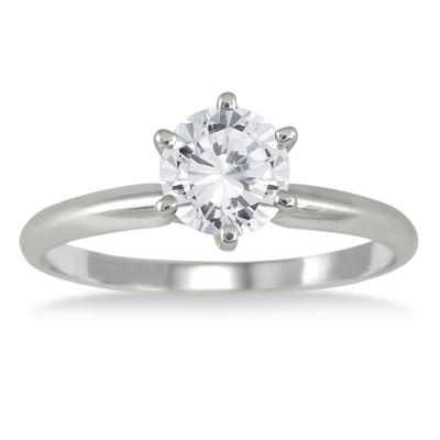 3/4 Carat Round Diamond Solitaire Ring in 14K White Gold (Premium Quality)