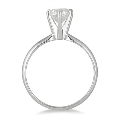 3/4 Carat Round Diamond Solitaire Ring in 14K White Gold (Premium Quality)