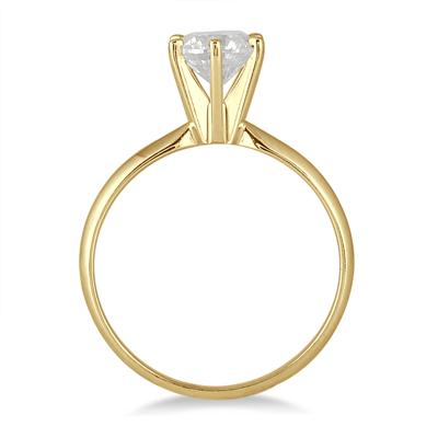 3/4 Carat Round Diamond Solitaire Ring in 14K Yellow Gold (Premium Quality)