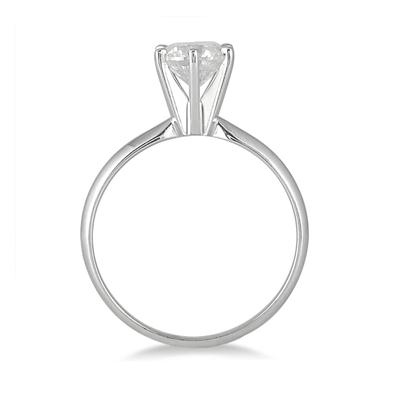 AGS Certified 3/4 Carat Round Diamond Solitaire Ring in 14K White Gold (H-I Color, I1-I2 Clarity)