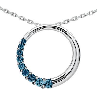 3/4 CTW Diamond Circle Journey Pendant in 10K White Gold