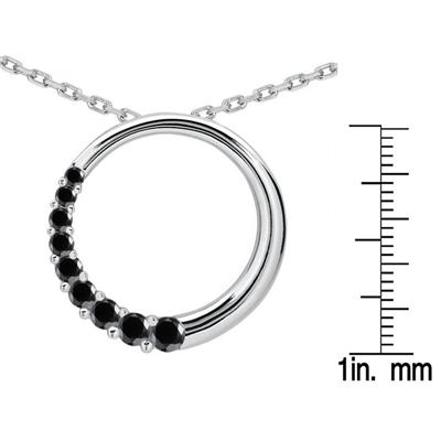 1.00 CTW Black Diamond Circle Journey Pendant in 10K White Gold