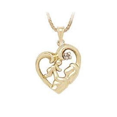 Baby with Mother Diamond Heart Pendant