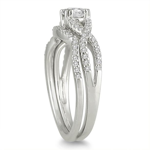2.00 Carat Black & White Diamond Bridal Set - Black Rhodium Plated 10K White Gold, Size 5.5 - View #14