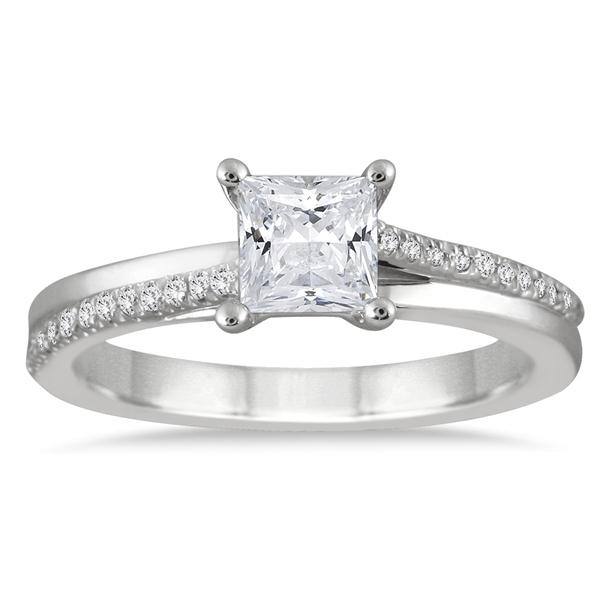 1 Carat TW Princess Cut Diamond Bridal Set in 14K White Gold - BSS55002