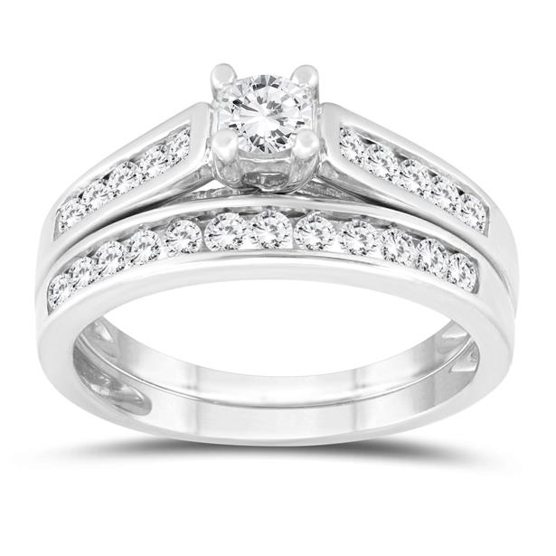 1 Carat TW Diamond Engagement Ring and Wedding Band Bridal