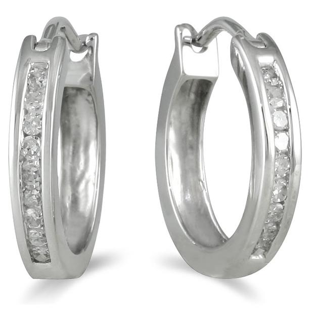 1 Carat TW ChannelSet Diamond Hoop Earrings in 10K White Gold ERF12749