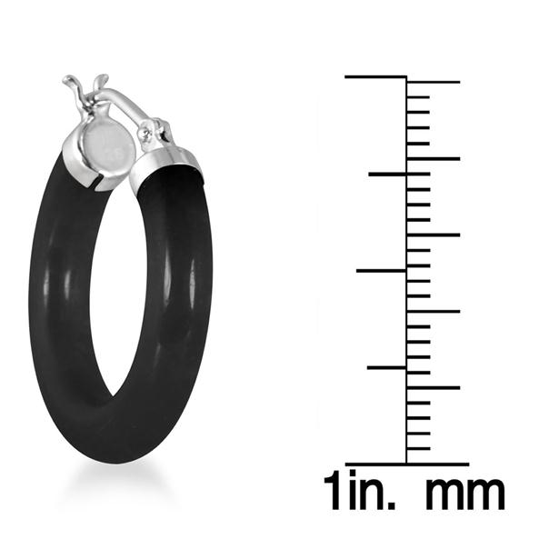 Natural Black Onyx Hoop Earrings in .925 Sterling Silver ERF51919OX