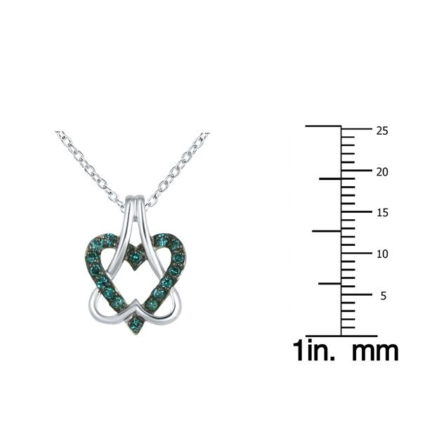 Genuine Blue Diamond Double Heart Pendant in 10K White Gold PDF12167BL