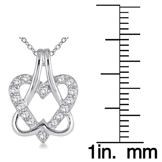 Blue Diamond Double Heart Pendant in 10K White Gold PDF12167BL