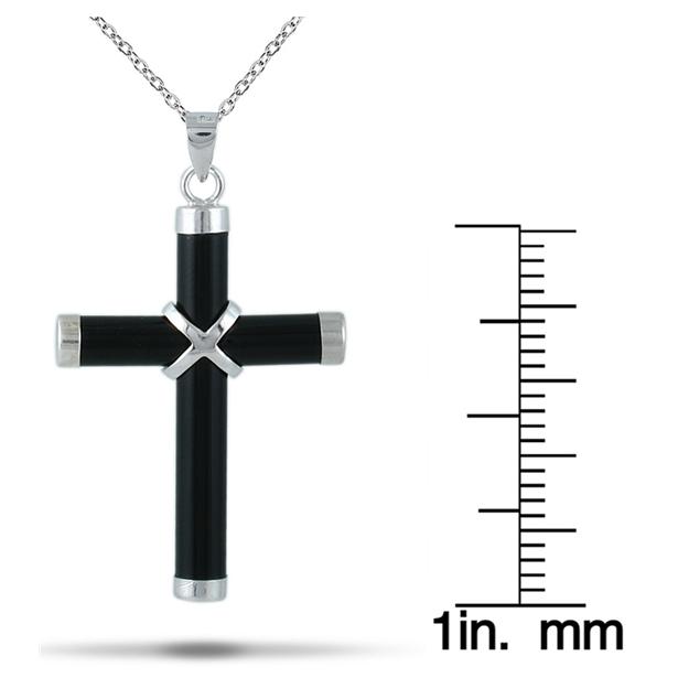 Al Natural Onyx Cross Pendant in 925 Sterling Silver PDF12609OX
