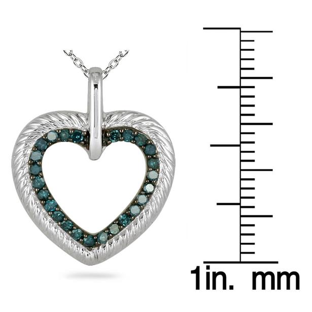 1/4 Carat TW Blue Diamond Heart Pendant in 10K White Gold PDF50392BE