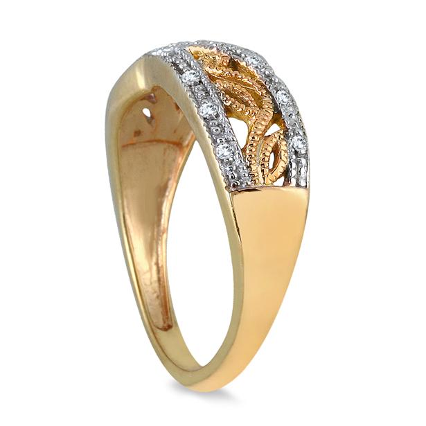 Yellow Gold Plated Diamond Antique Ring in .925 Sterling Silver RGF51086