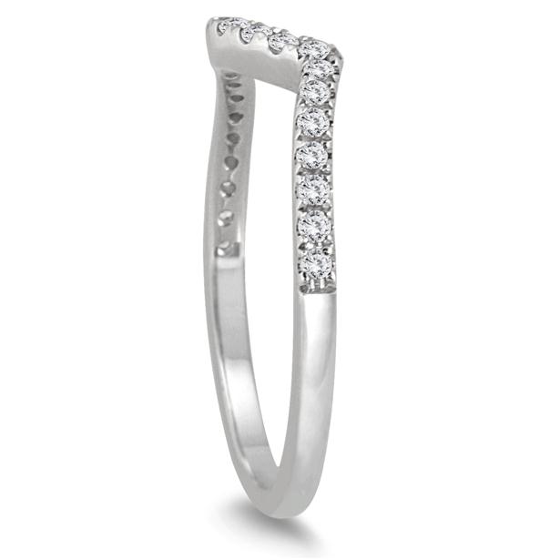 14k White Gold Soft Curved Diamond Wedding Band (1/8 cttw) main image 0