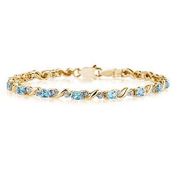 10k Yellow Gold Diamond and Blue Topaz Bracelet SPB8128BT