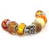 Hand Blown Fall Special Amber Glass Bead and Crystal Charm Bracelet in Plated Sterling Silver