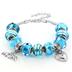 Hand Blown Blue MOM Glass Bead and Charm Bracelet 
