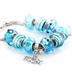 Hand Blown Blue MOM Glass Bead and Charm Bracelet 