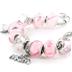 Hand Blown Pink MOM Glass Bead and Charm Bracelet 