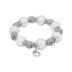 Gisella Snow White Murano Glass and Silver Bead Bracelet with Rondelles