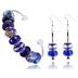 Royal Blue Design Infused Silver Glass Bead Bangle and Earring Set