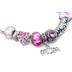 Hand Blown Pink Glass Bead and MOM Charm Bracelet with FREE Matching Necklace