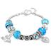 Hand Blown Blue Turquoise MOM Glass Bead and Charm Bracelet with FREE Matching Necklace