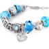 Hand Blown Blue Turquoise MOM Glass Bead and Charm Bracelet with FREE Matching Necklace
