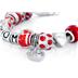 Hand Blown Red Glass Bead and MOM Charm Bracelet with FREE Matching Necklace