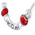 Hand Blown Red Glass Bead and MOM Charm Bracelet with FREE Matching Necklace