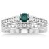3/4 Carat T.W Blue and White Diamond Bridal Set in 10K White Gold