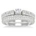 7/8 Carat TW Diamond Pave Bridal Set in 10K white Gold