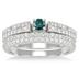 7/8 Carat TW Blue and White Diamond Bridal Set in 10K White Gold